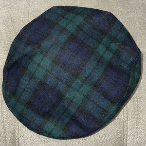 Vintage Pendleton Men's Sz. M Navy & Green Plaid Virgin Wool Newsboy Cap